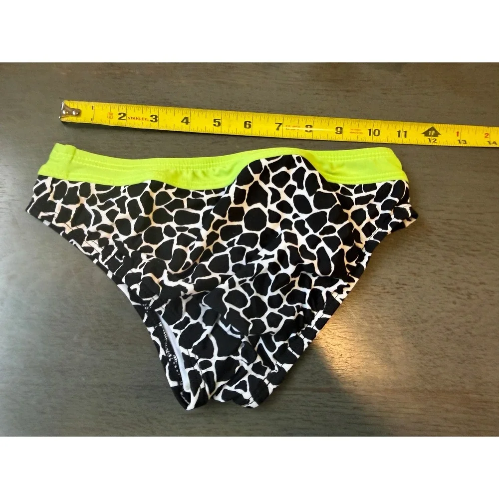 Vintage Limited Too Club Too Giraffe Print Neon Green Bikini Bottoms Size 10
